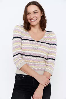 Хлопковый свитер до н. э. Cortefiel, светло-бежевый