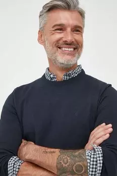 Хлопковый свитер Essentials Barbour, темно-синий