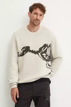 Хлопковый свитер G-Star Raw, бежевый