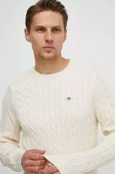 Хлопковый свитер Gant, бежевый