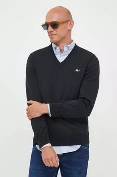 Хлопковый свитер Gant, черный