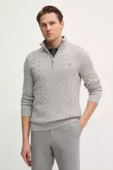 Хлопковый свитер Gant, серый
