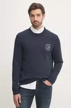 Хлопковый свитер Gant, темно-синий