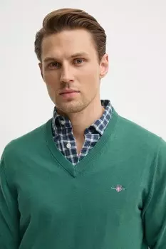 Хлопковый свитер Gant, зеленый