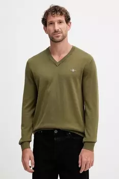 Хлопковый свитер Gant, зеленый