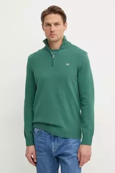 Хлопковый свитер Gant, зеленый