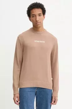 Хлопковый свитер Guess Jeans, бежевый