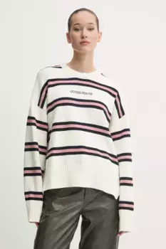 Хлопковый свитер Guess Jeans, бежевый