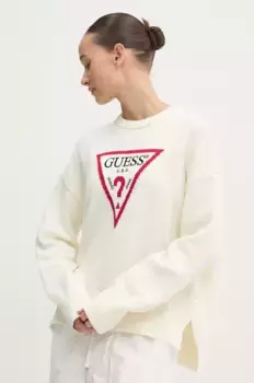 Хлопковый свитер Guess Jeans, бежевый