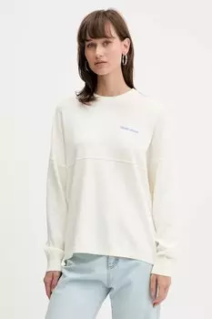 Хлопковый свитер Guess Jeans, бежевый