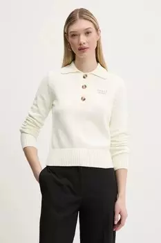 Хлопковый свитер Guess Jeans, бежевый