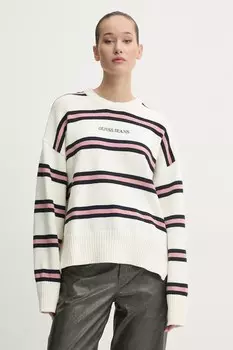 Хлопковый свитер Guess Jeans, бежевый