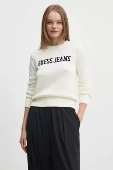 Хлопковый свитер Guess Jeans, бежевый