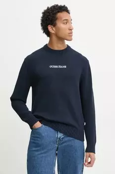 Хлопковый свитер Guess Jeans, темно-синий