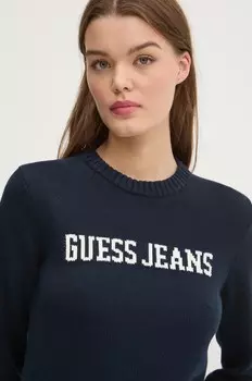 Хлопковый свитер Guess Jeans, темно-синий