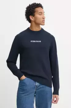 Хлопковый свитер Guess Jeans, темно-синий