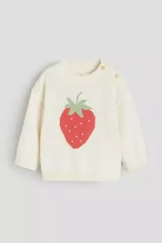 Хлопковый свитер H&M, бежевый