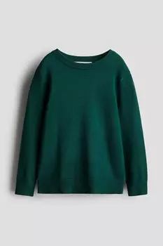 Хлопковый свитер H&M, зеленый