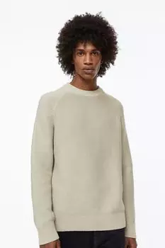 Хлопковый свитер классического кроя H&amp;M, светло-бежевый