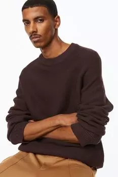 Хлопковый свитер классического кроя H&amp;M, темно-красный
