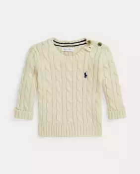 Хлопковый свитер косой вязки для мальчика Polo Ralph Lauren, бежевый