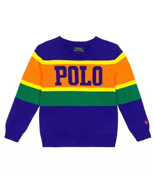 Хлопковый свитер косой вязки Polo Ralph Lauren, синий