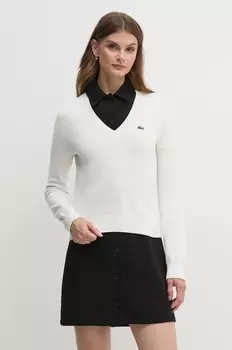 Хлопковый свитер Lacoste, бежевый