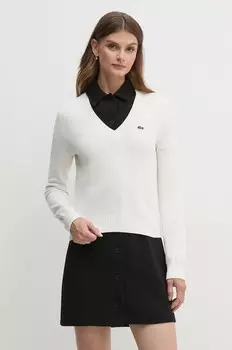 Хлопковый свитер Lacoste, бежевый