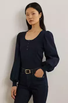 Хлопковый свитер Lauren Ralph Lauren, темно-синий