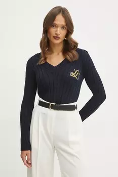 Хлопковый свитер Luisa Spagnoli, темно-синий