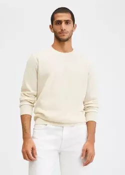 Хлопковый свитер MANGO, белый