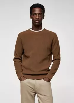 Хлопковый свитер MANGO, коричневый