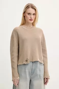 Хлопковый свитер Mm6 Maison Margiela, бежевый