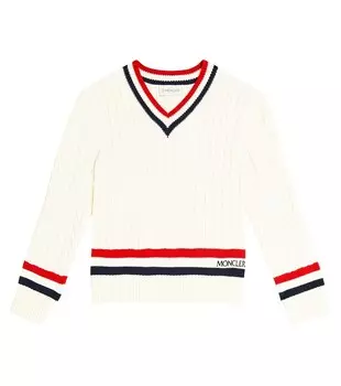 Хлопковый свитер Moncler Enfant, белый