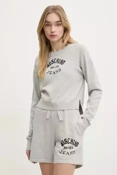 Хлопковый свитер Moschino Jeans, серый
