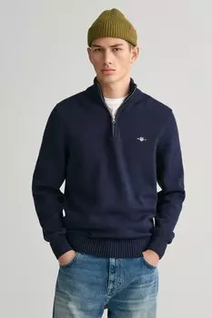 Хлопковый свитер на короткой молнии Gant Casual GANT, синий