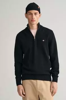 Хлопковый свитер на короткой молнии Gant Casual GANT, черный