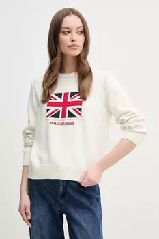 Хлопковый свитер NUNA Pepe Jeans, бежевый