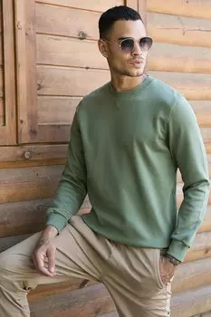 Хлопковый свитер обычного кроя с круглым вырезом 5905453 Buratti, вода зеленая