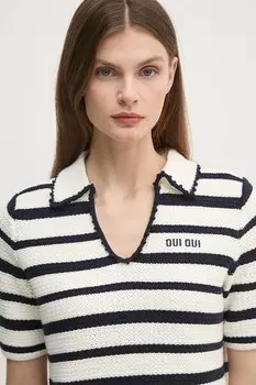 Хлопковый свитер Oui, бежевый