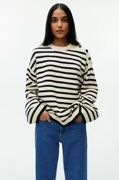 Хлопковый свитер оверсайз Arket, белый