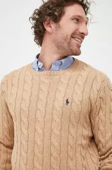 Хлопковый свитер Polo Ralph Lauren, бежевый