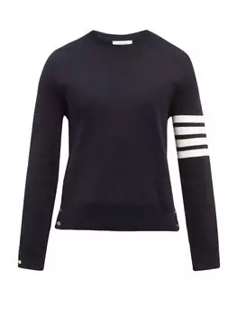 Хлопковый свитер с четырьмя полосками Thom Browne, синий