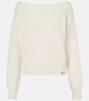 Хлопковый свитер с добавлением шелка Victoria Beckham, слоновая кость