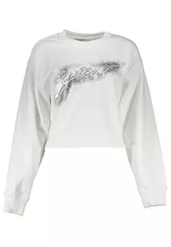 Хлопковый свитер с контрастными деталями Guess, белый