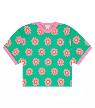 Хлопковый свитер с короткими рукавами Stella McCartney Kids, разноцветный