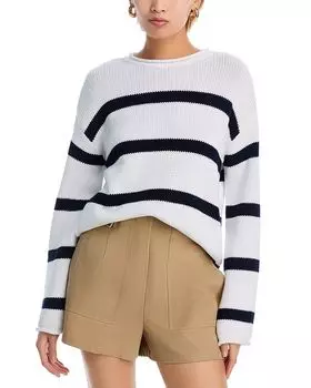 Хлопковый свитер с круглым вырезом AQUA, белый