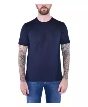 Хлопковый свитер с круглым вырезом и короткими рукавами Blauer, синий