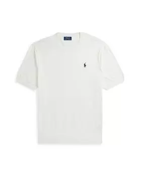Хлопковый свитер с круглым вырезом и короткими рукавами Polo Ralph Lauren, белый