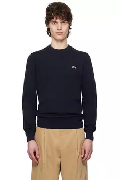 Хлопковый свитер с круглым вырезом Lacoste, синий